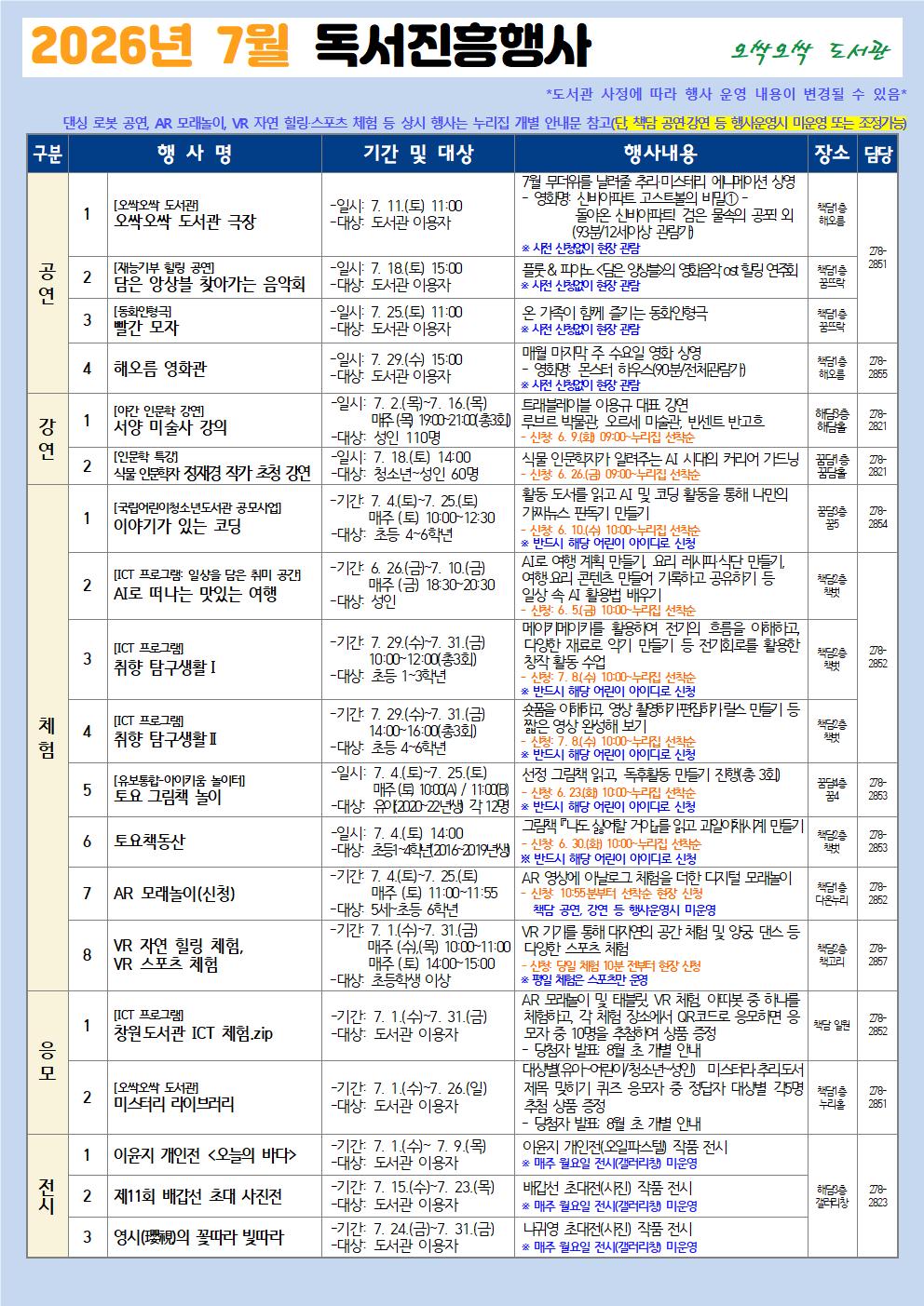 무더위 날릴‘오싹오싹 도서관’, 창원도서관, 7월 독서·문화행사 풍성 - 관련이미지1