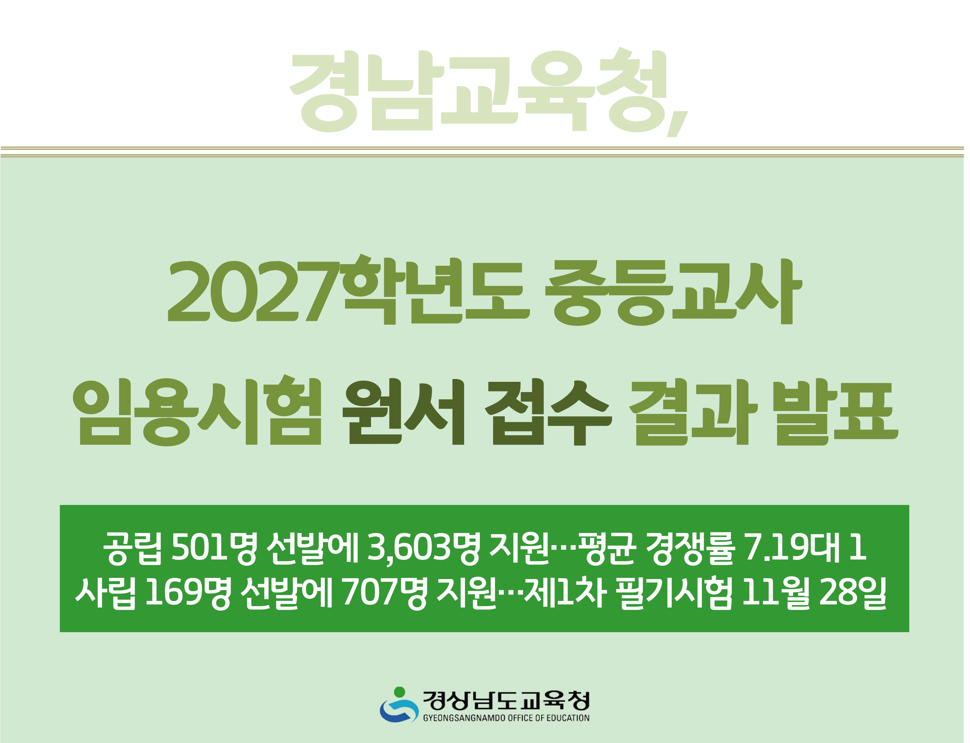 경남교육청, 2027학년도 중등교사 임용시험 원서 접수 결과 발표 - 관련이미지1