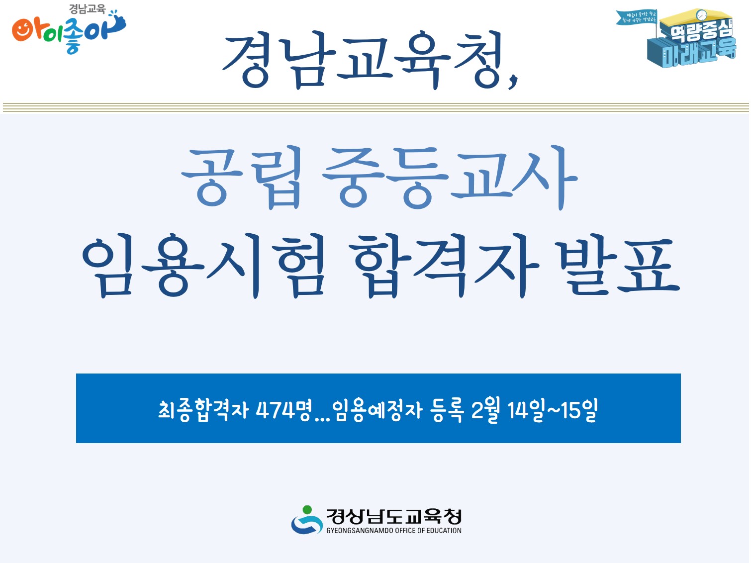 경남교육청, 공립 중등교사 임용시험 합격자 발표(초등교육과 변성용 ☎268-1132) - 관련이미지1