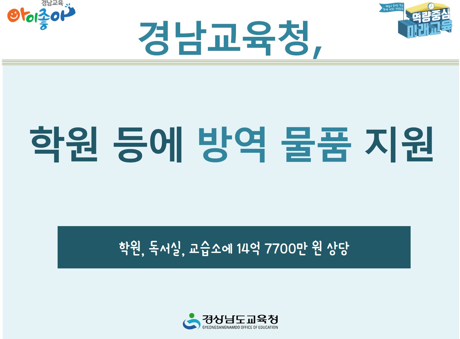 경남교육청, 학원 등에 방역 물품 지원(교육복지과 이상효 ☎210-5197) - 관련이미지1