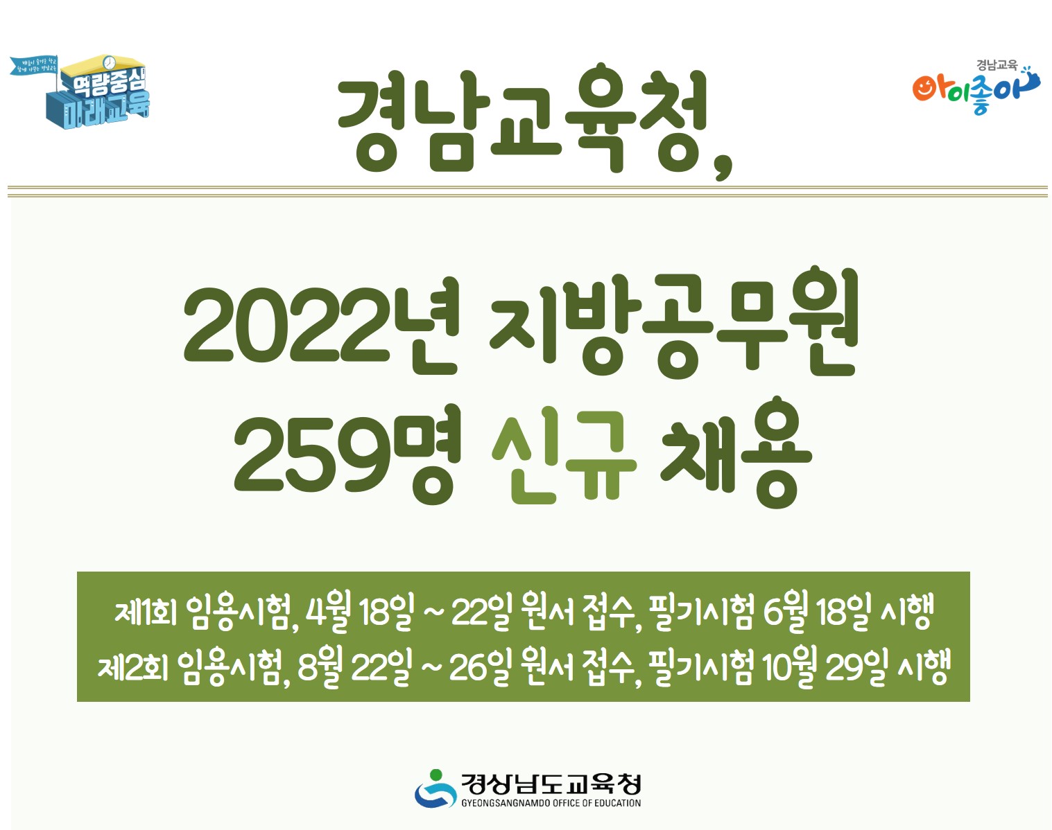 경남교육청, 2022년 지방공무원 259명 신규 채용(총무과 이옥진 ☎268-1355) - 관련이미지1