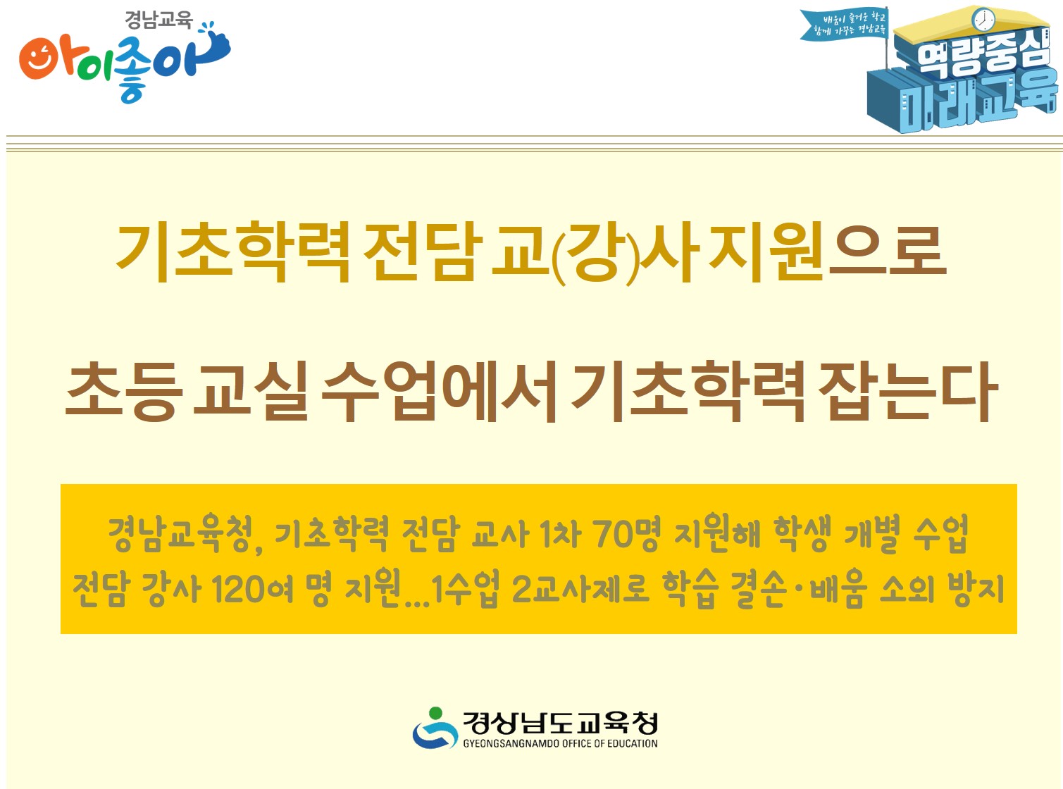 기초학력 전담 교(강)사 지원으로 초등 교실 수업에서 기초학력 잡는다(초등교육과 김현희 ☎268-1115) - 관련이미지1
