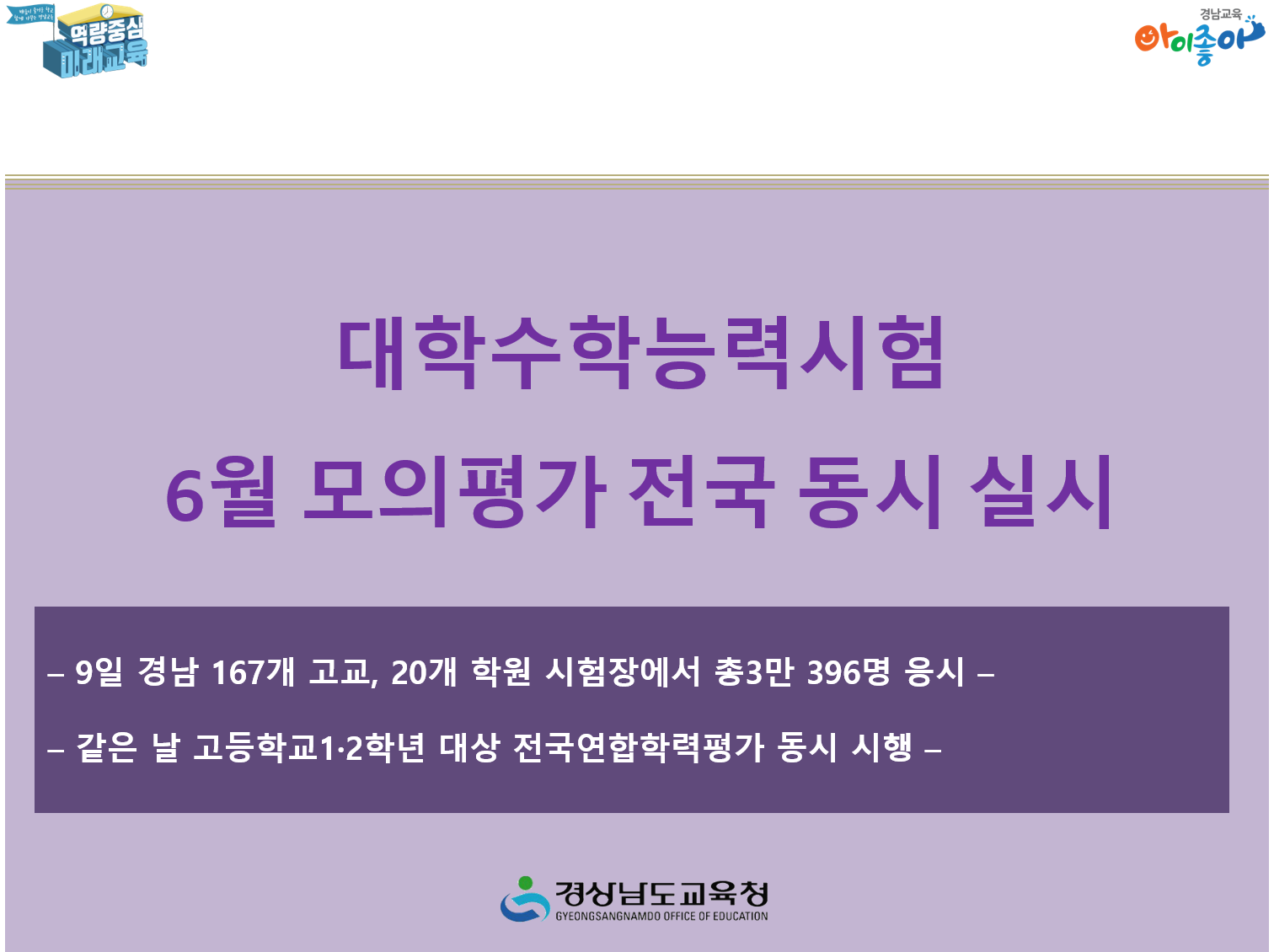 대학수학능력시험 6월 모의평가 전국 동시 실시(진로교육과 정학룡  ☎268-1382) - 관련이미지1