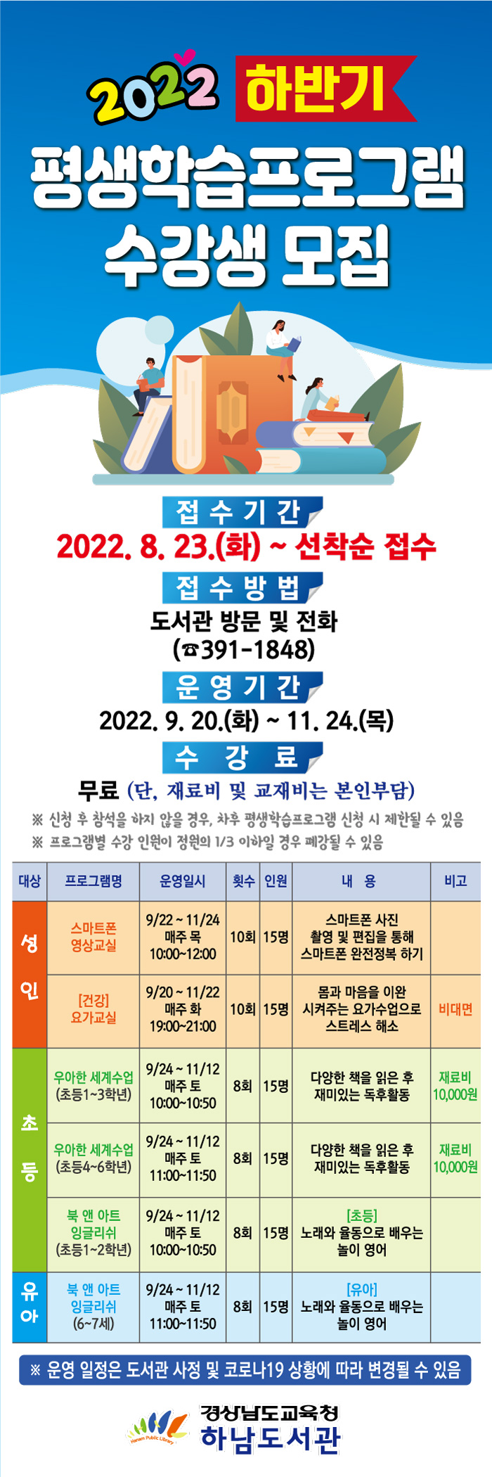 하남도서관, 2022년 하반기 평생학습프로그램 수강생 모집 - 관련이미지1