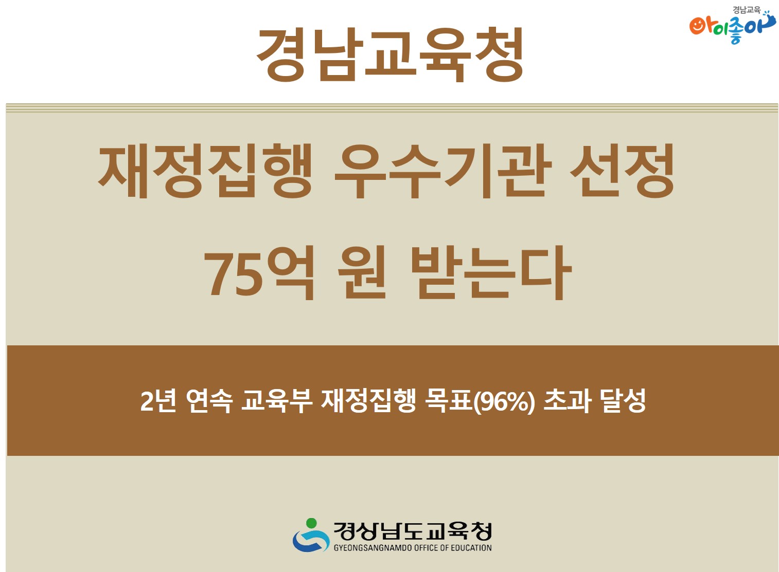 경남교육청, 재정집행 우수기관 선정 75억 원 받는다(정책기획관 하미영 ☎268-1267) - 관련이미지2
