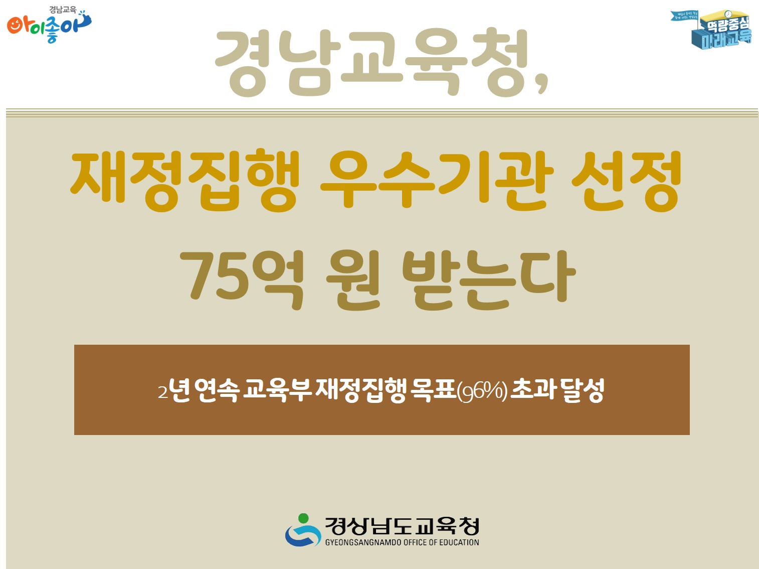 경남교육청, 재정집행 우수기관 선정 75억 원 받는다(정책기획관 하미영 ☎268-1267) - 관련이미지3