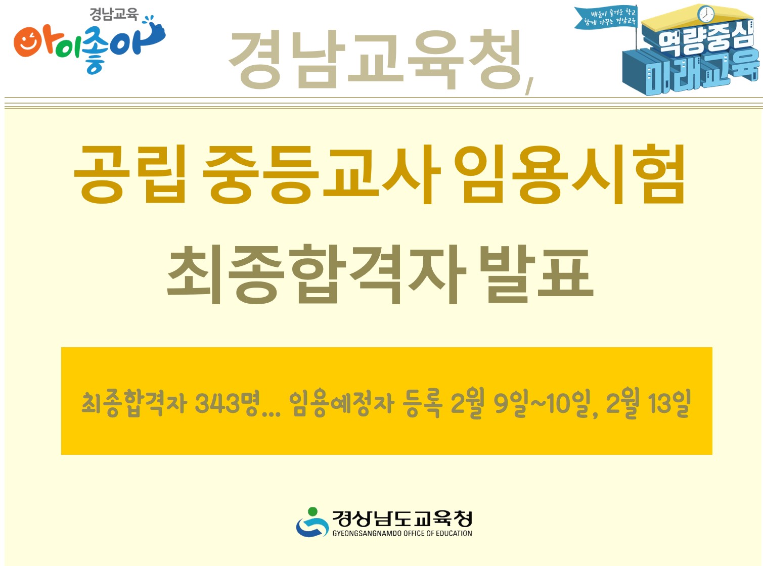 경남교육청, 공립 중등교사 임용시험 최종합격자 발표(초등교육과 주경옥 ☎268-1132) - 관련이미지1