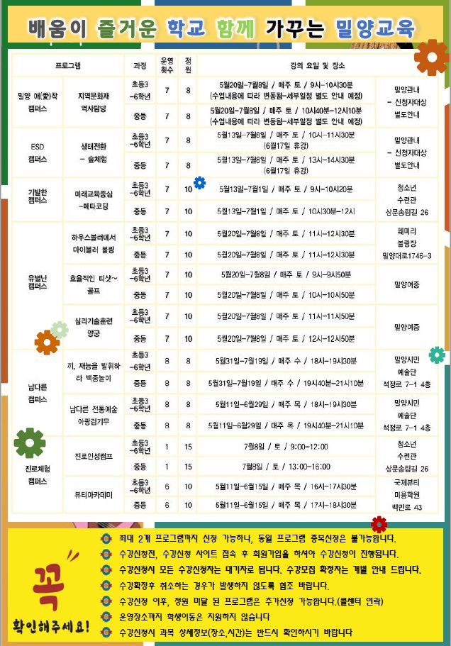 밀양교육지원청,‘배움의 기회 확대! 캠퍼스형 방과후학교’수강 모집 - 관련이미지2
