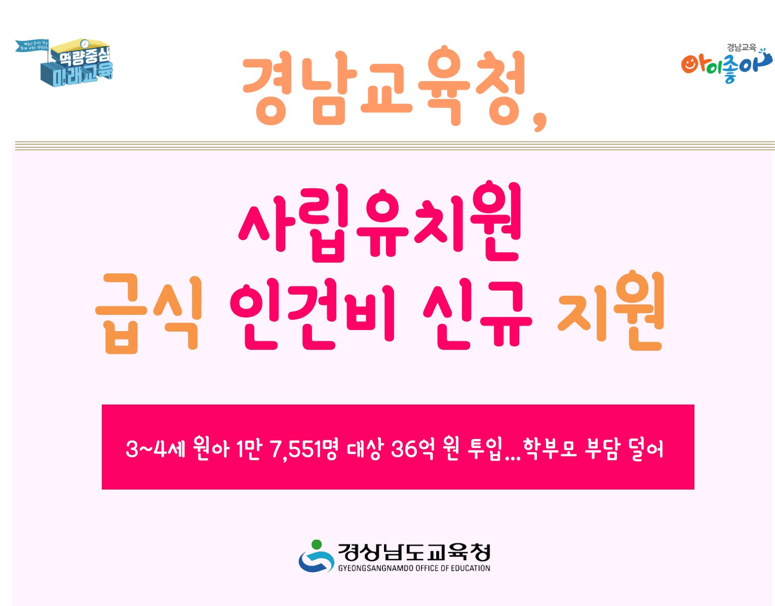 경남교육청, 사립유치원 급식 인건비 신규 지원(교육복지과 김수경 ☎210-5181 또는 최유선 ☎210-5186) - 관련이미지1