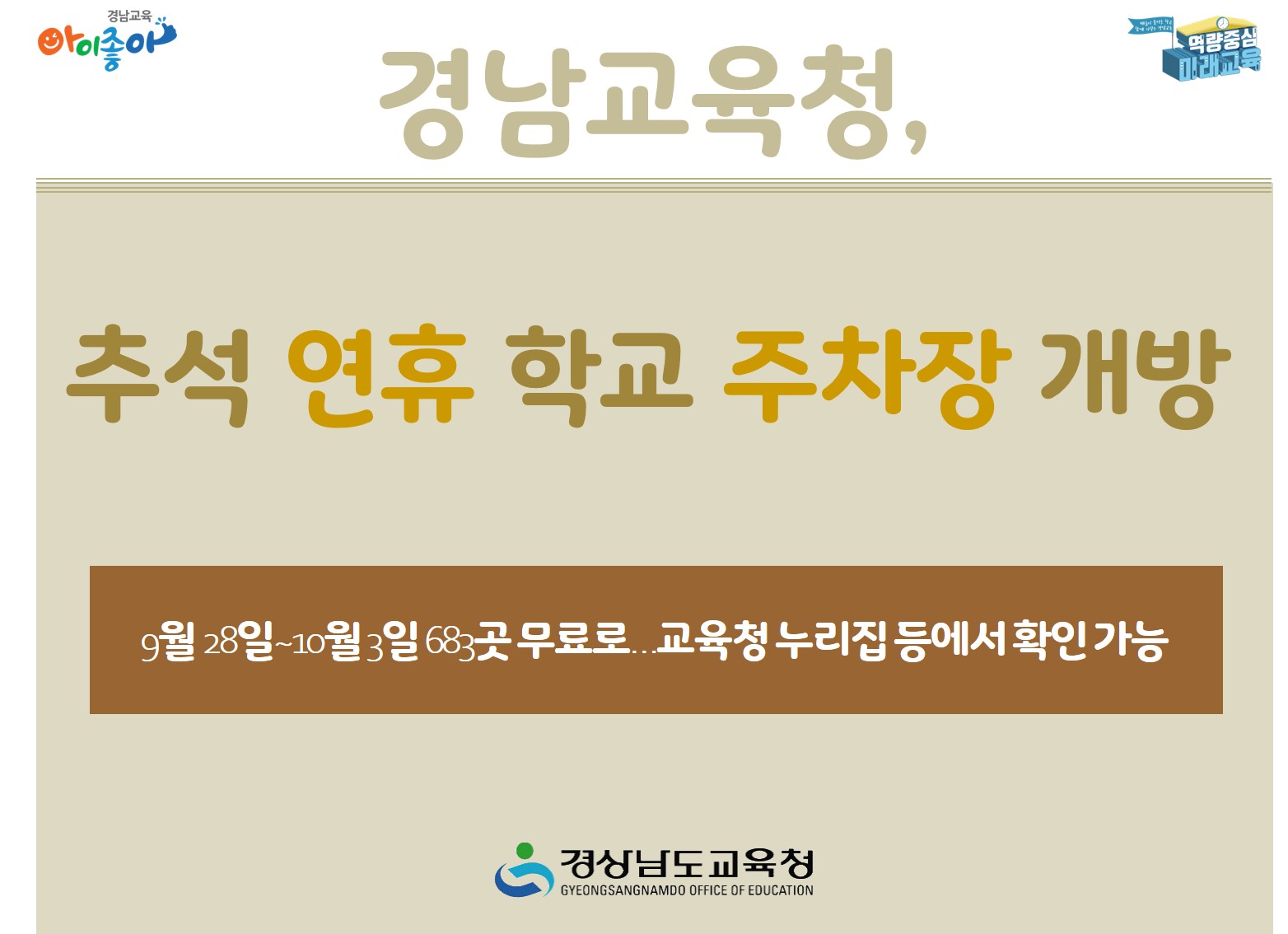 경남교육청, 추석 연휴 학교 주차장 개방 - 관련이미지1