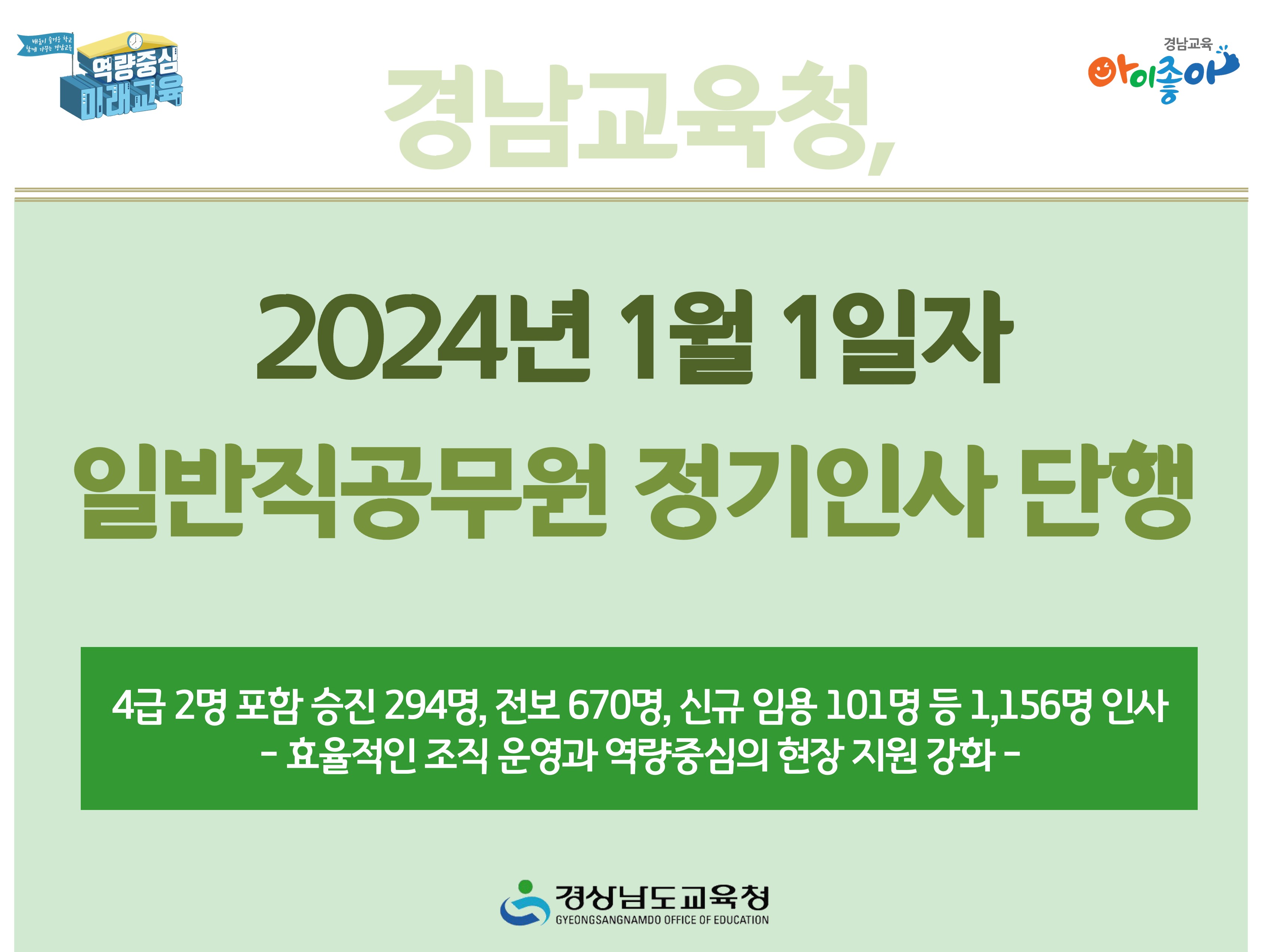 경남교육청, 2024년 1월 1일자 일반직공무원 정기인사 단행 - 관련이미지1