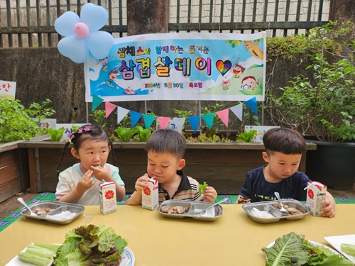 진영대창초병설유치원, 우리 손으로 직접 기른‘쌈 채소와 함께하는 삼겹살 데이 실시 - 관련이미지3