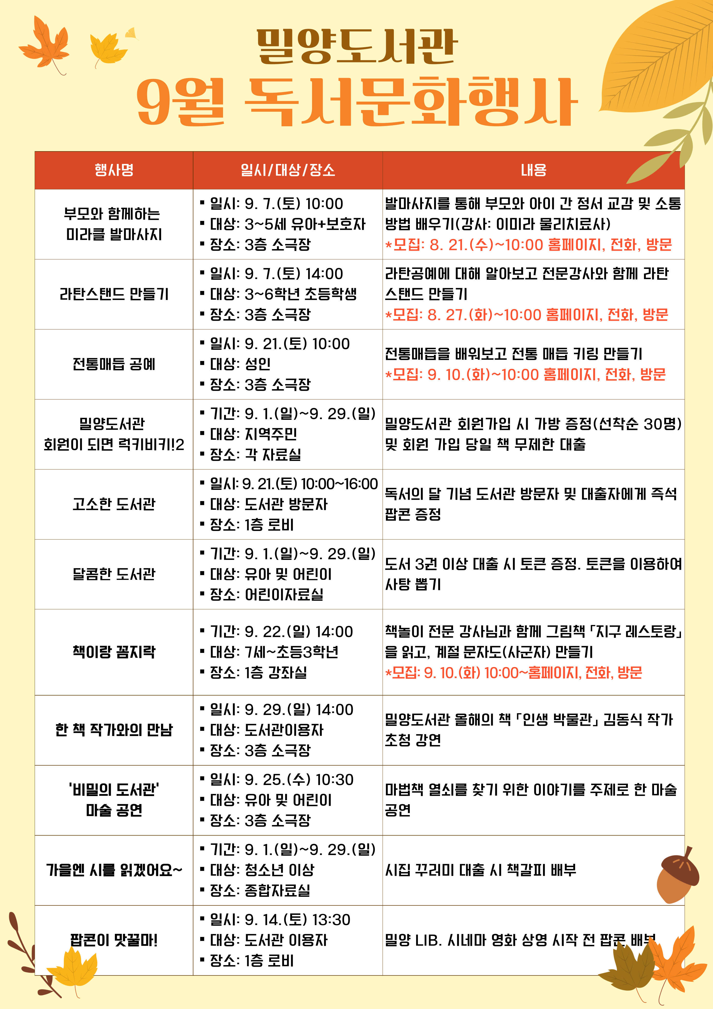 밀양도서관, 독서의 달 맞이하여 풍성한 행사 운영 - 관련이미지1