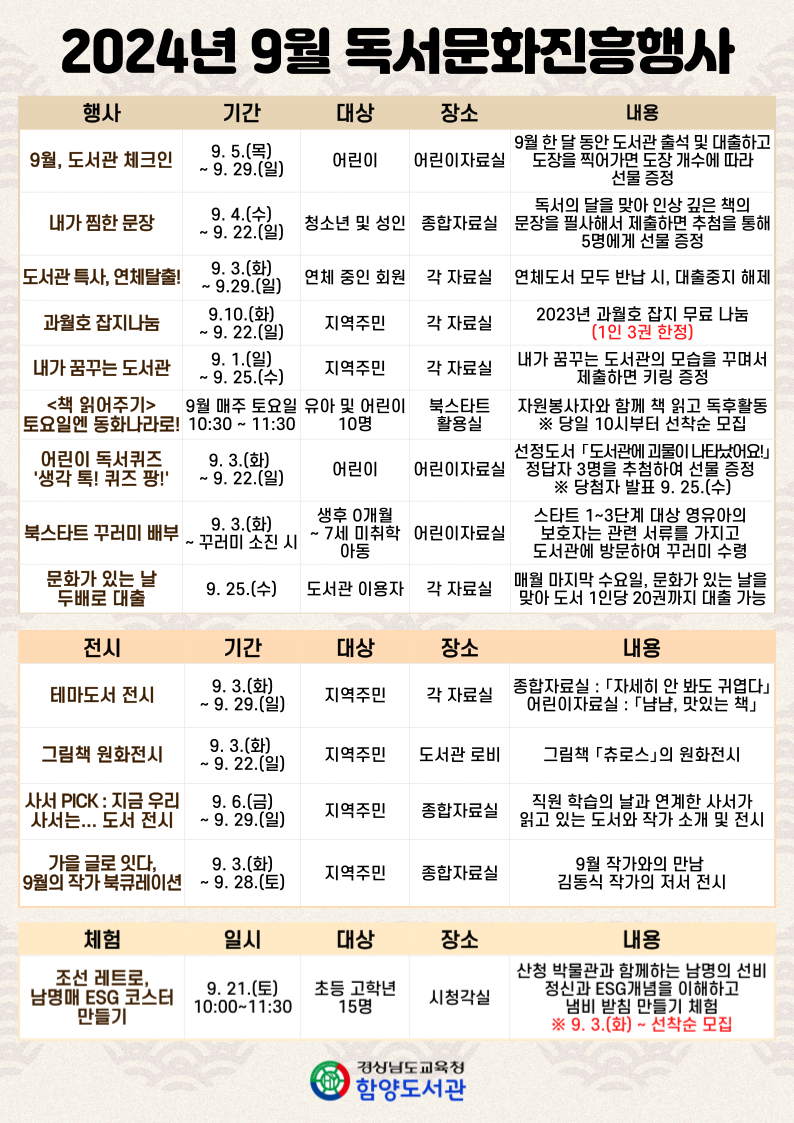 함양도서관, 가을맞이 독서의 달 풍성한 행사 운영 - 관련이미지1