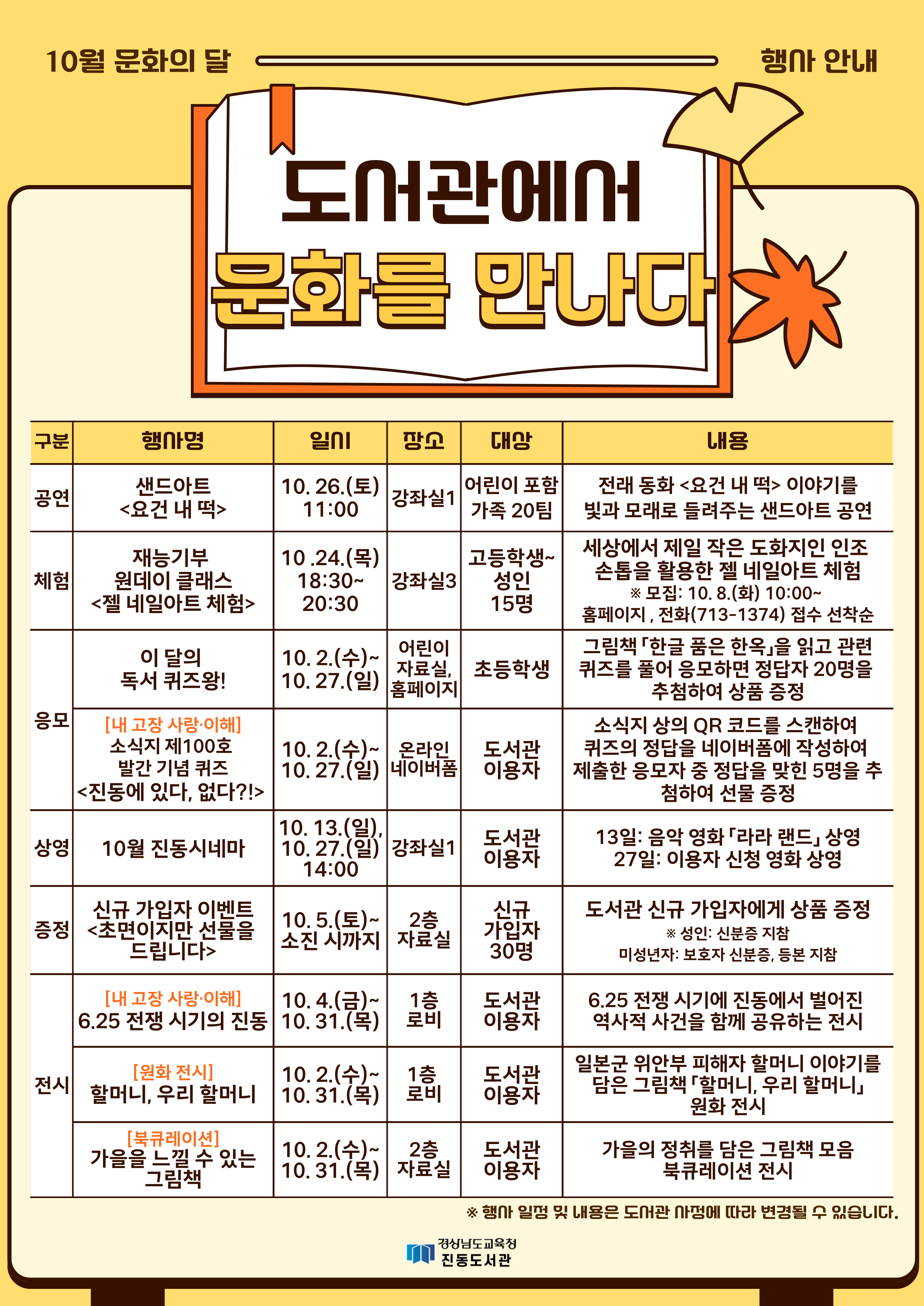 10월 도서관에서 문화를 만나다 - 관련이미지1