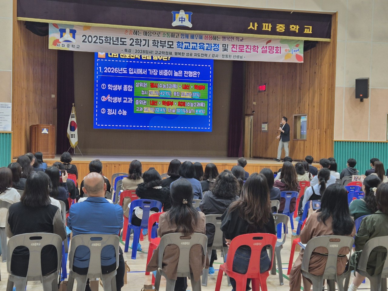 사파중, 2학기 학부모 교육과정 설명회 및  진로 특강 실시 - 관련이미지1