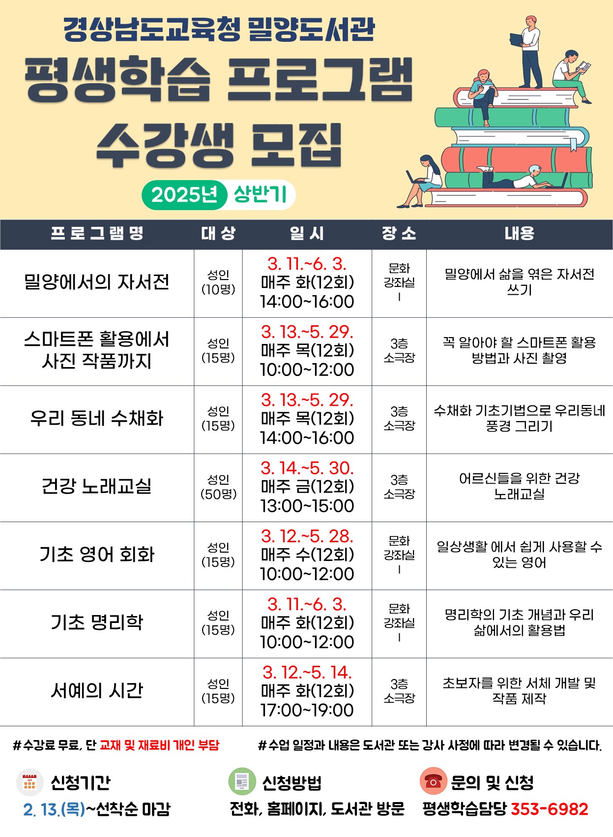 밀양도서관, 상반기 평생학습 수강생 모집 - 관련이미지2