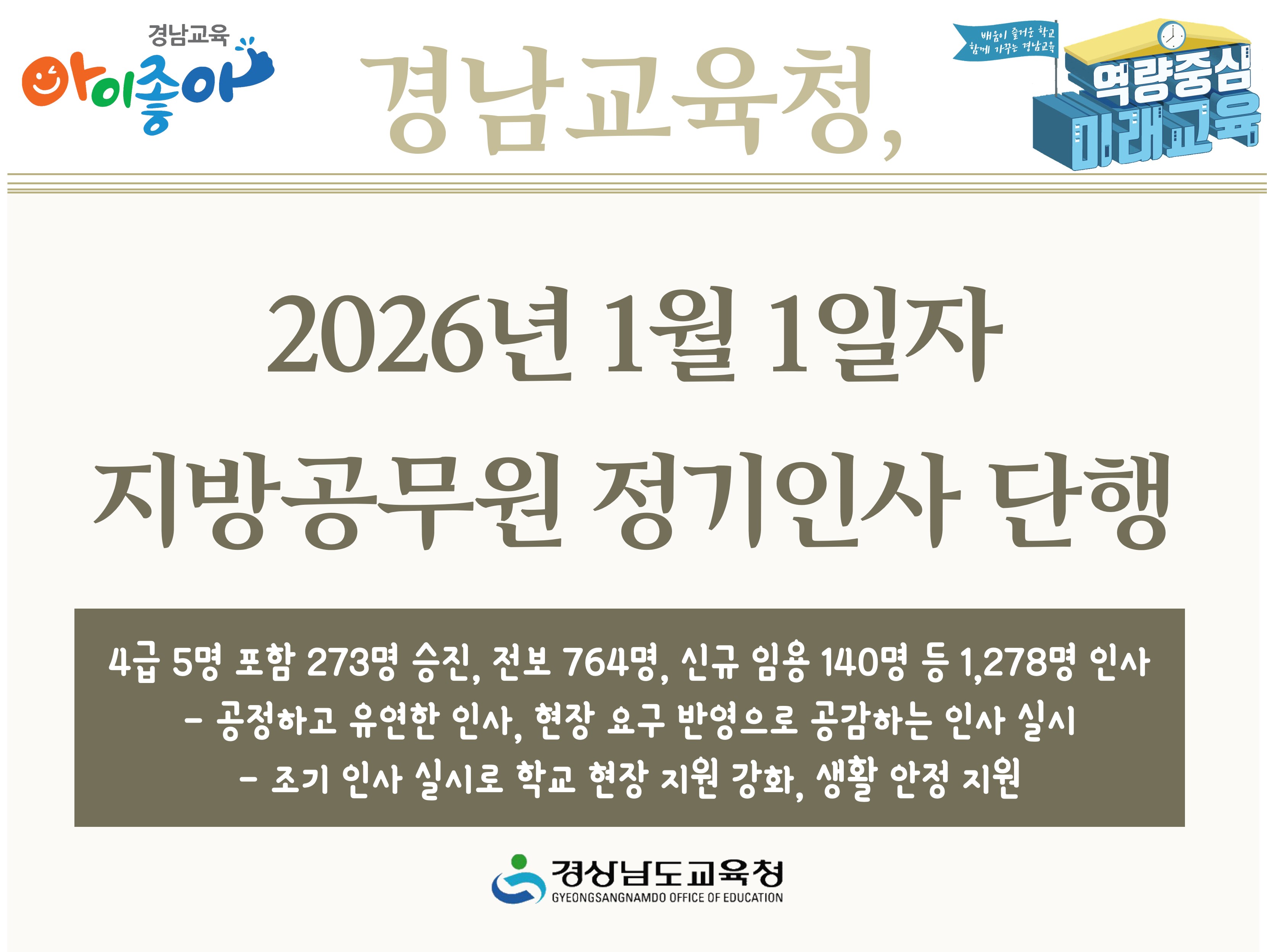경남교육청, 2026년 1월 1일자 지방공무원 정기인사 단행 - 관련이미지1