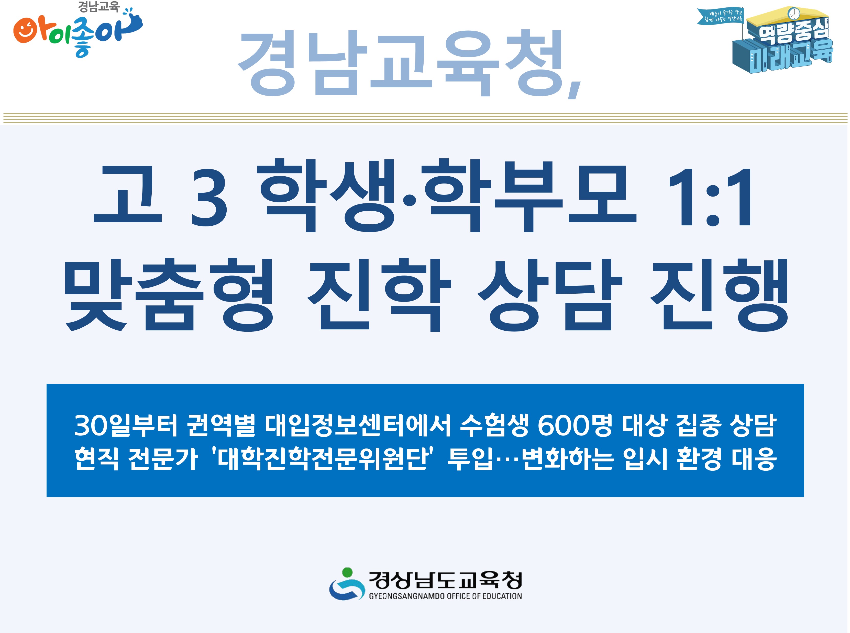 경남교육청, 고 3 학생·학부모 1:1 맞춤형 진학 상담 진행 - 관련이미지1