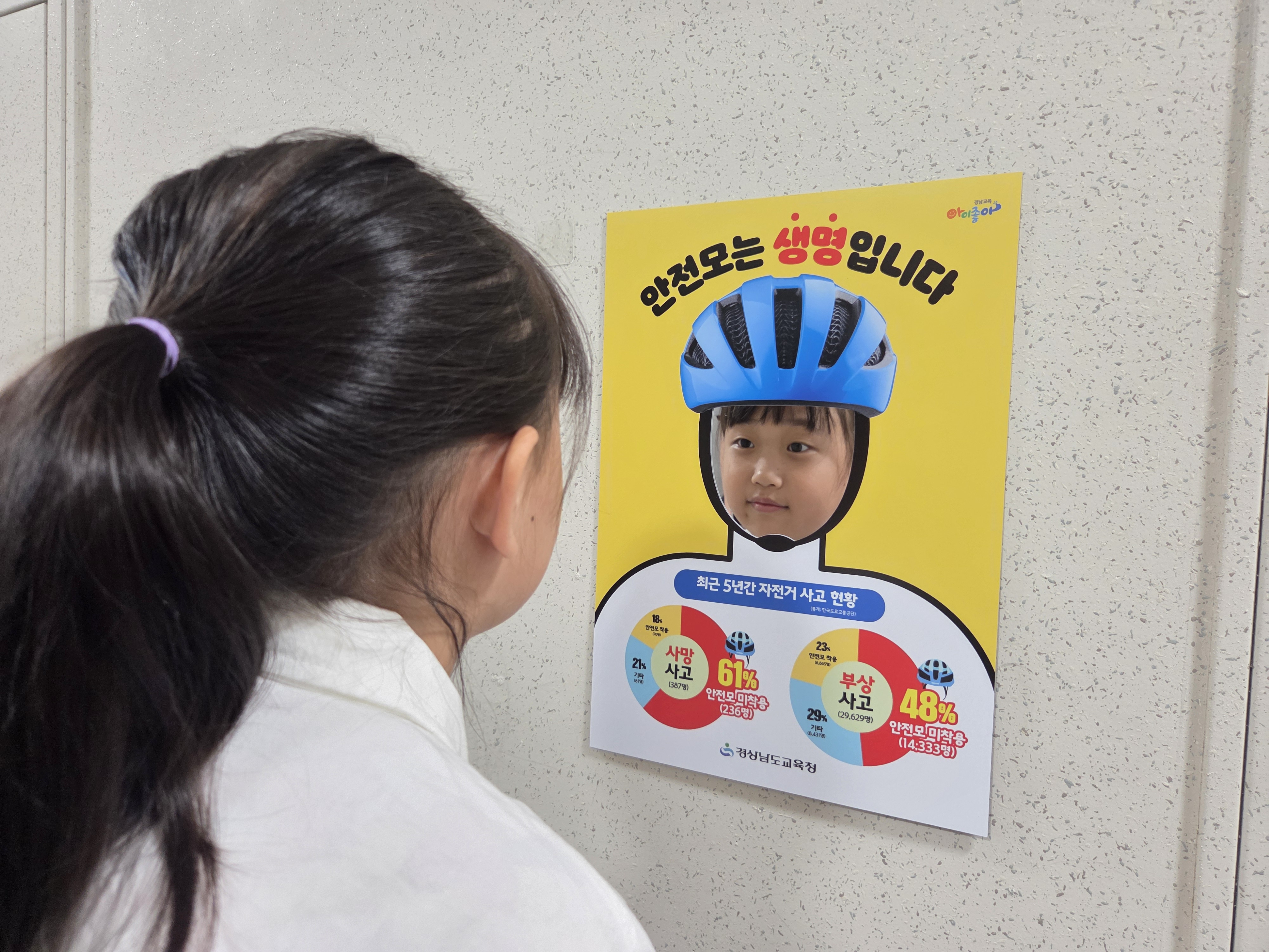 “자전거 탈 땐 안전모 필수”  경남교육청, 홍보 포스터·스티커 제작  - 관련이미지1