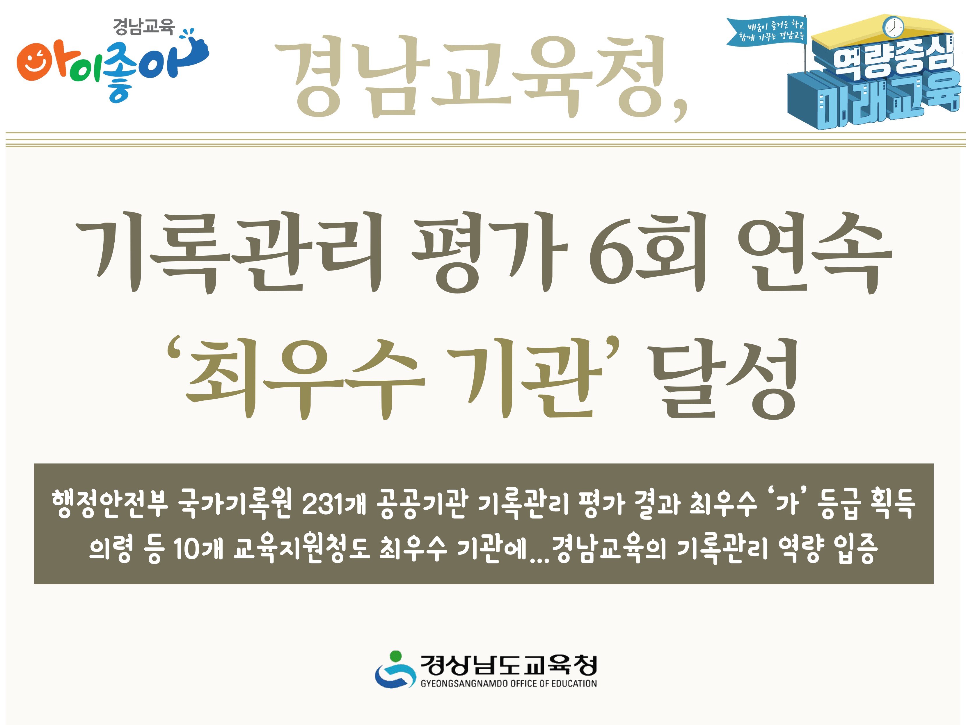 경남교육청, 기록관리 평가 6회 연속 ‘최우수 기관’ 달성 - 관련이미지1