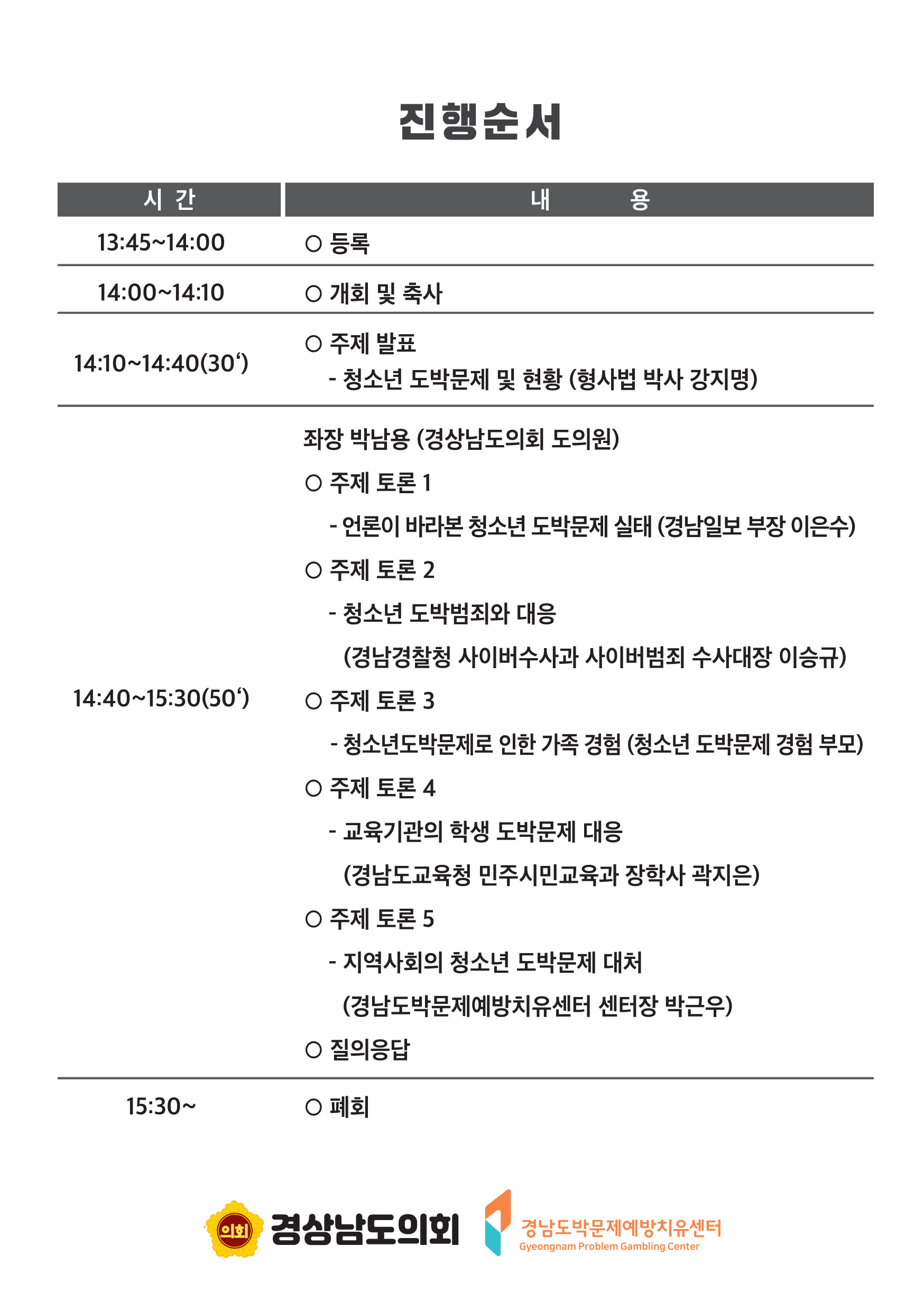 「2025년 경상남도의회·경남도박문제예방치유센터 정책토론회」 안내 - 관련이미지2