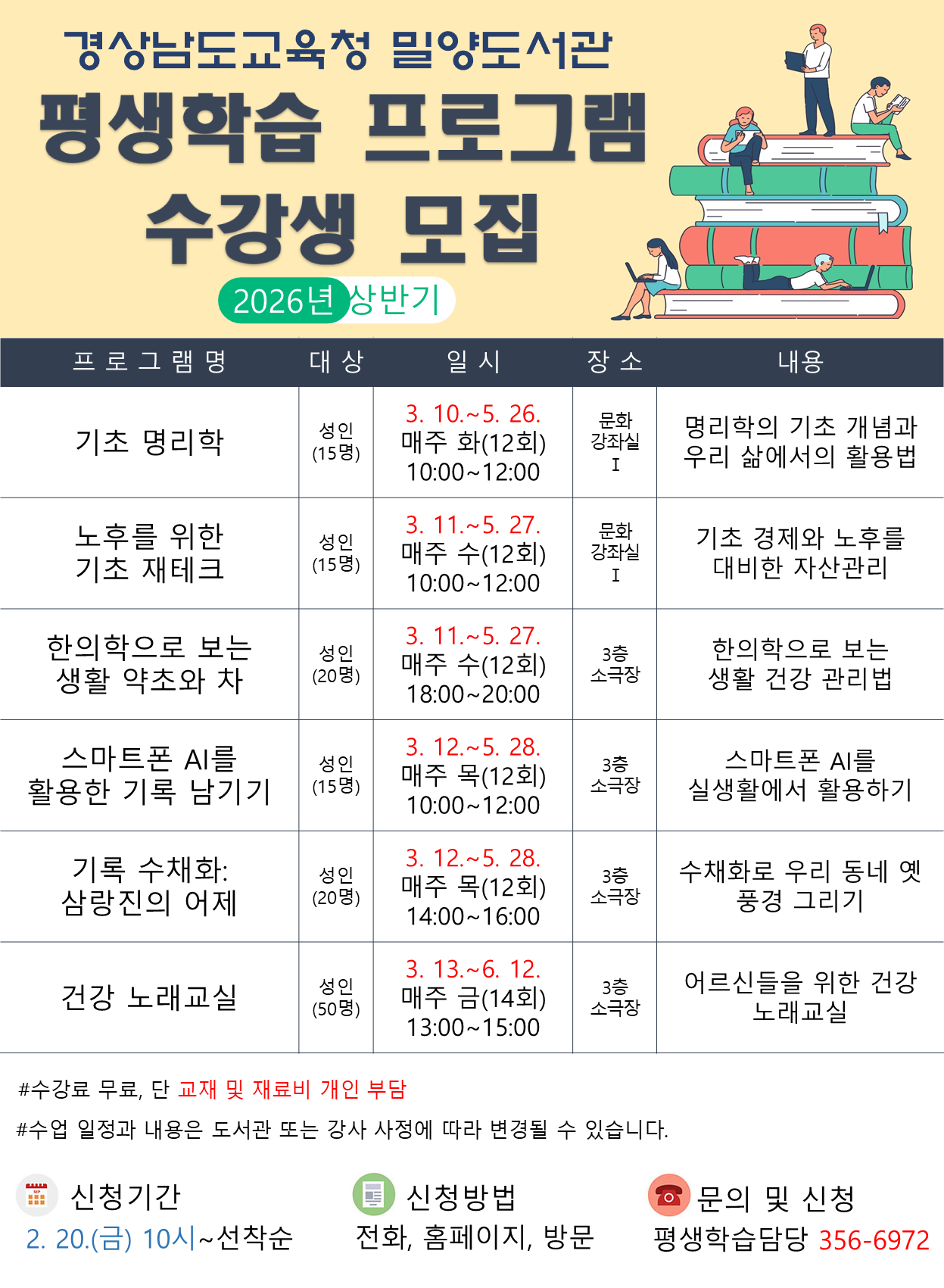 밀양도서관, 상반기 평생학습 수강생 모집 - 관련이미지2