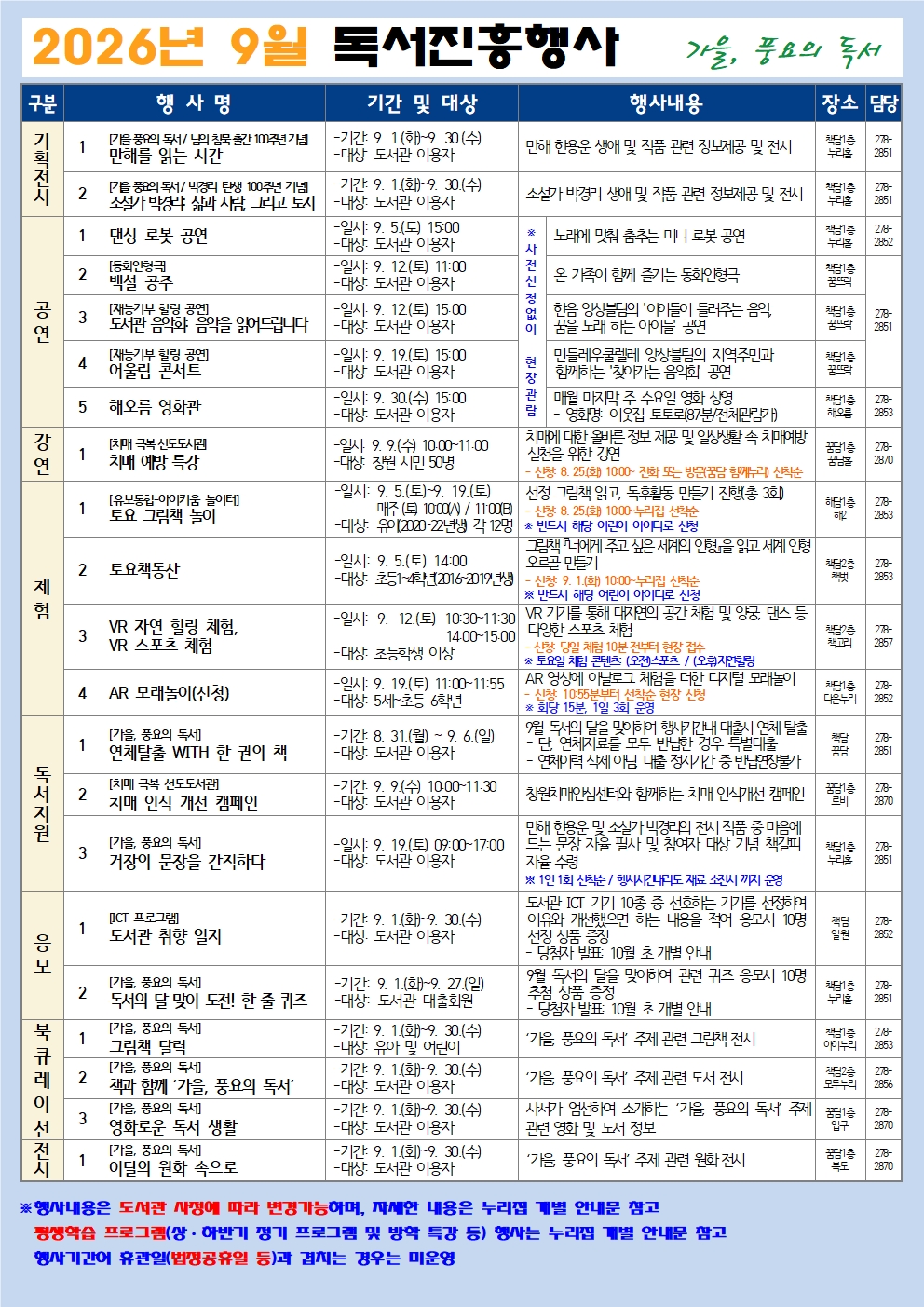 책으로 더 풍요로운 가을… 창원도서관, 9월 독서의 달 행사 풍성 - 관련이미지1