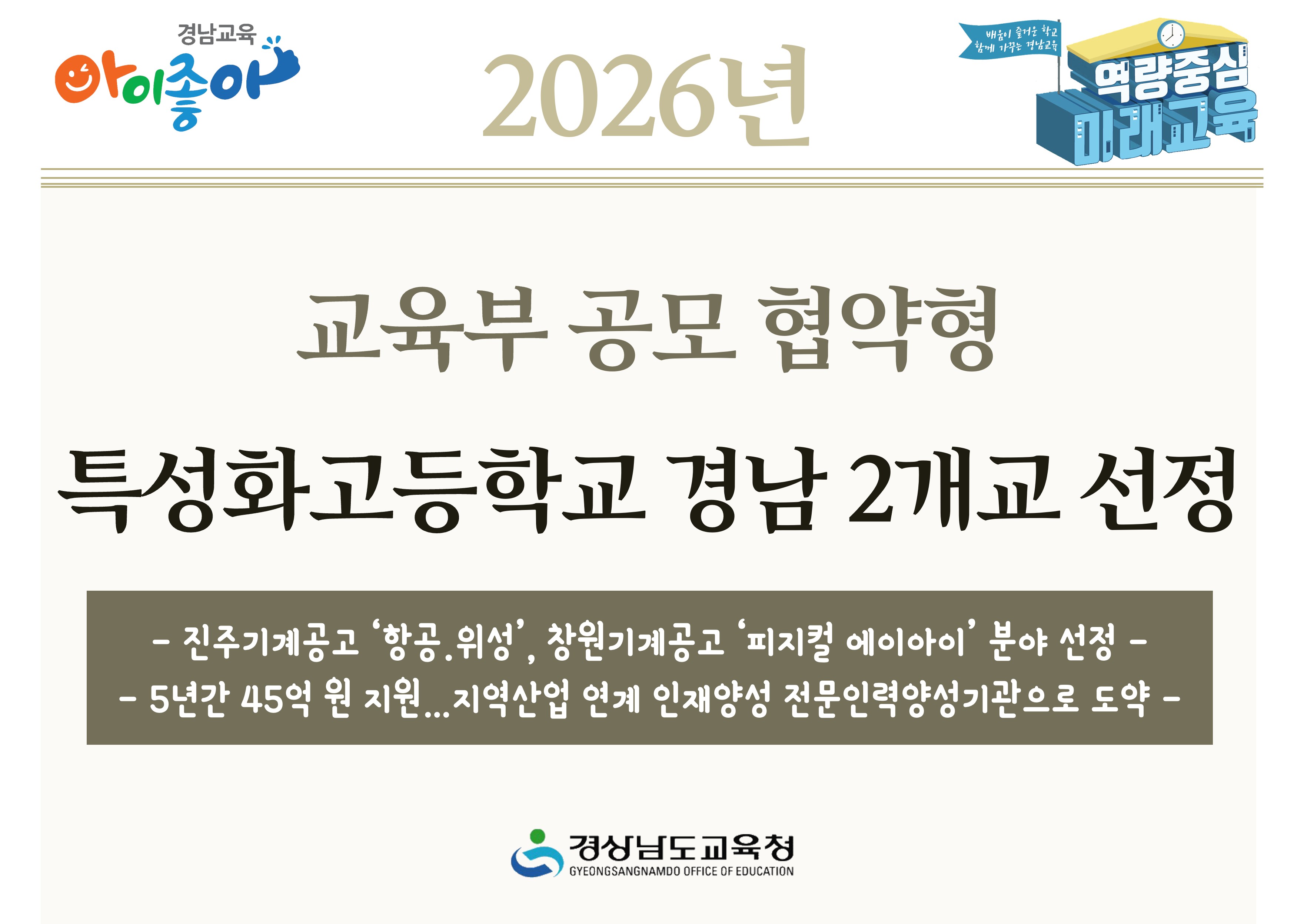 2026년 교육부 공모 협약형 특성화고등학교 경남 2개교 선정 - 관련이미지1