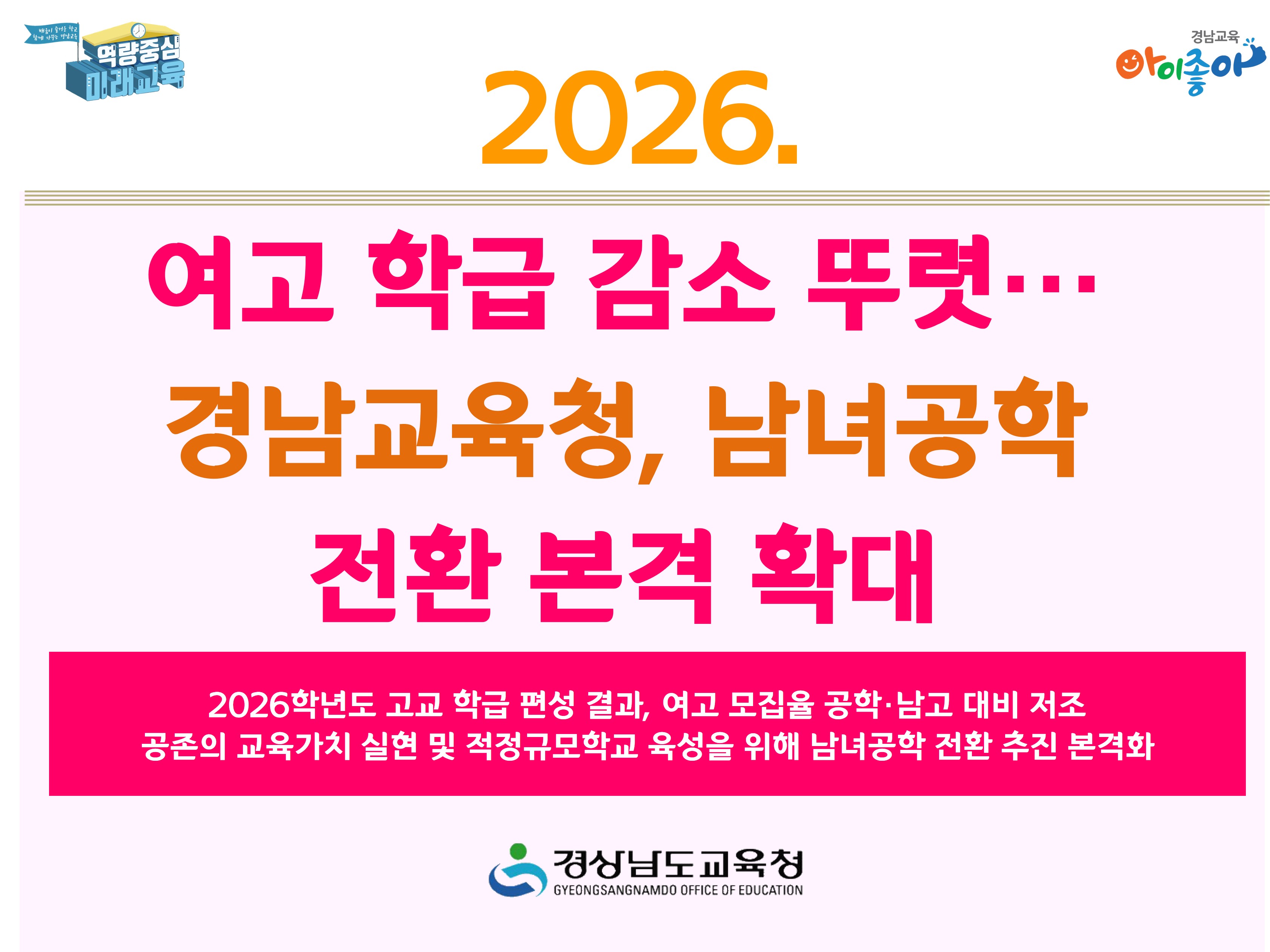 2026. 여고 학급 감소 뚜렷… 경남교육청, 남녀공학 전환 본격 확대 - 관련이미지1