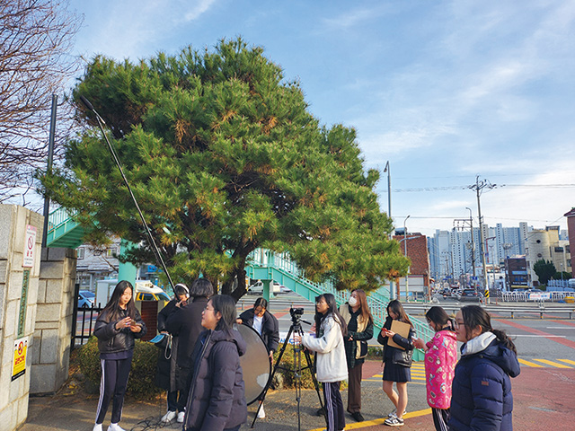 마산여중 영상제작반의 영화 '그 애' 촬영모습
