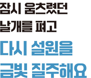 잠시 움츠렸던 날개를 펴고다시 설원을 금빛 질주해요