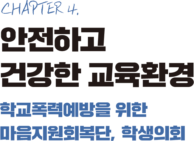 chapter 4. 안전하고 건강한 교육환경-학교폭력예방을 위한 마음지원회복단, 학생의회
